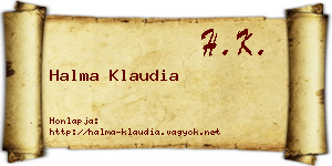 Halma Klaudia névjegykártya
